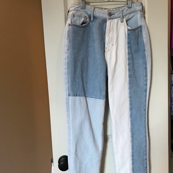 two different colored jeans